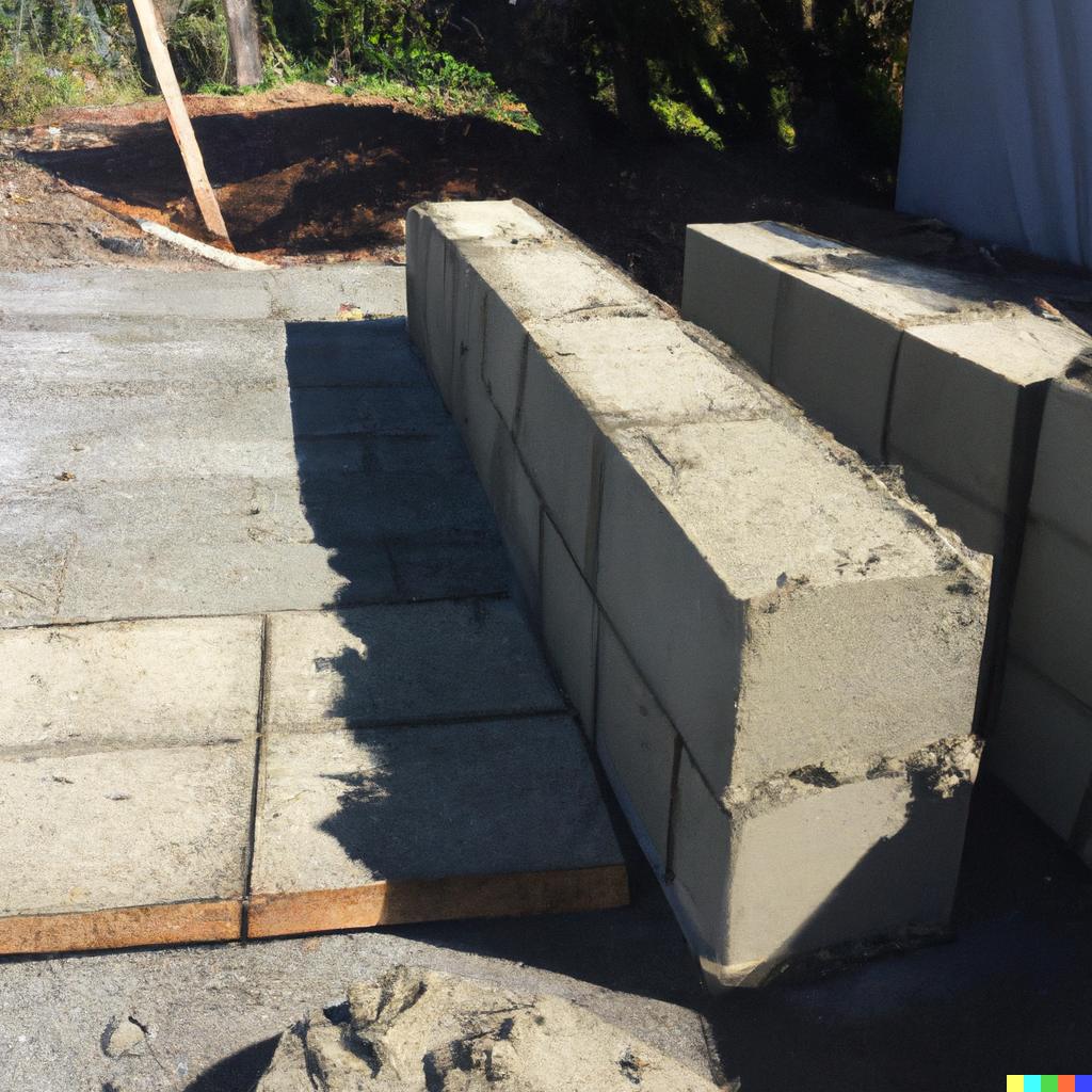 realistic picture of small concrete blocks being layed in new zealand